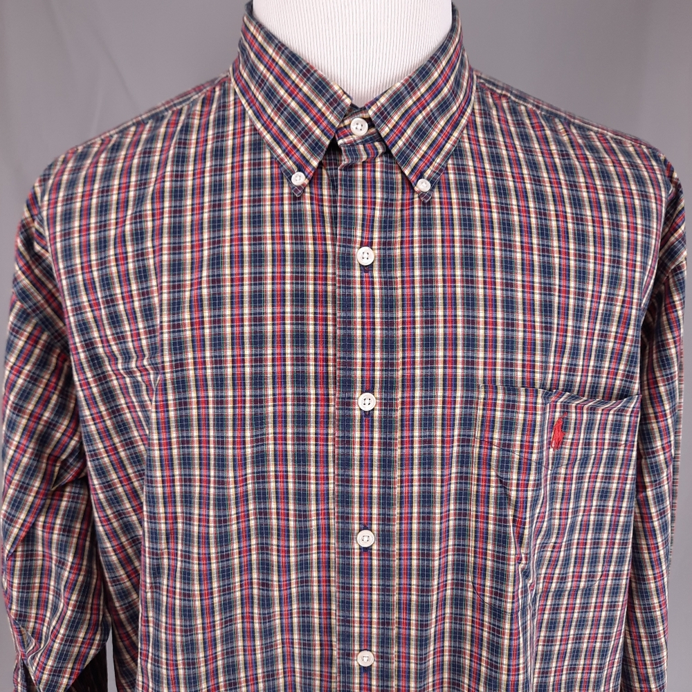 Ralph Lauren Plaid Red Pony Shirt Men's Size 2XL Blake Long Sleeve Button Up XXL